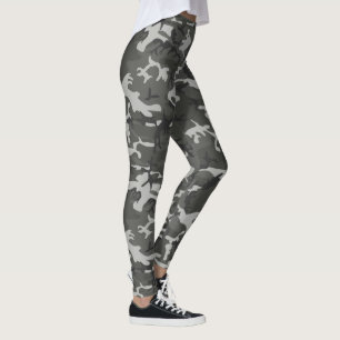 Camouflage Grau und Schwarz - benutzerdefinierte L Leggings