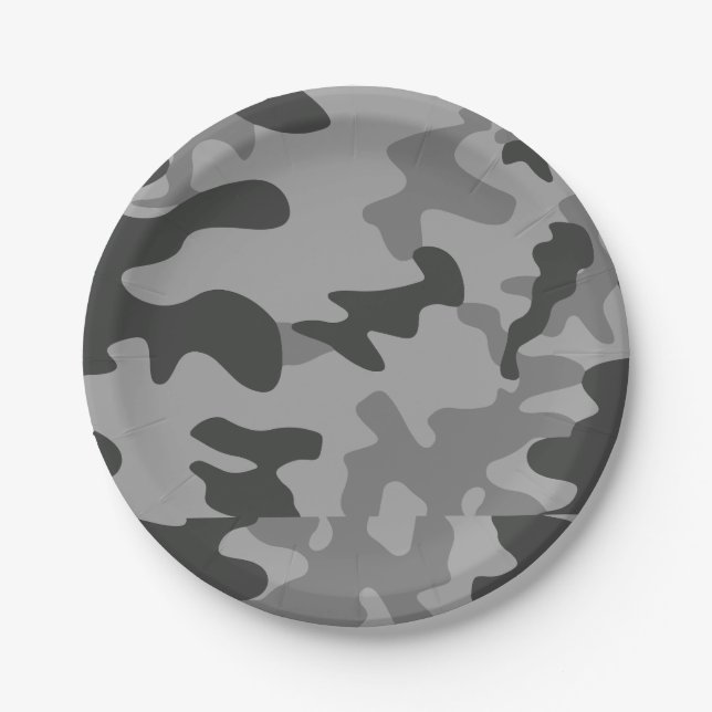 Camouflage Graues Zubehör Pappteller (Vorderseite)