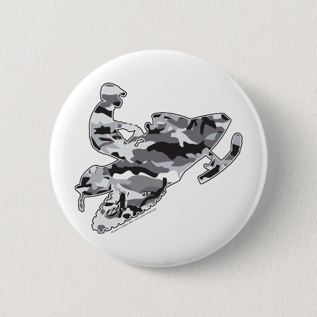 Camouflage Gray Sled auf Schwarz Button (Vorderseite)