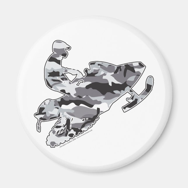 Camouflage Gray Sled auf Schwarz Magnet (Vorne)