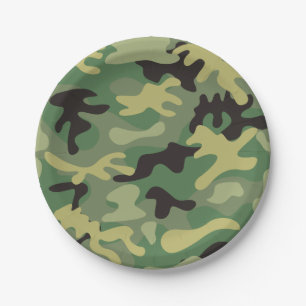 Camouflage Green Army Birthday Pappteller