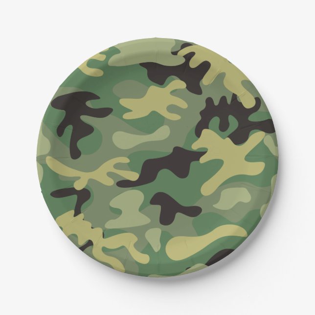 Camouflage Green | Army Birthday Pappteller (Vorderseite)