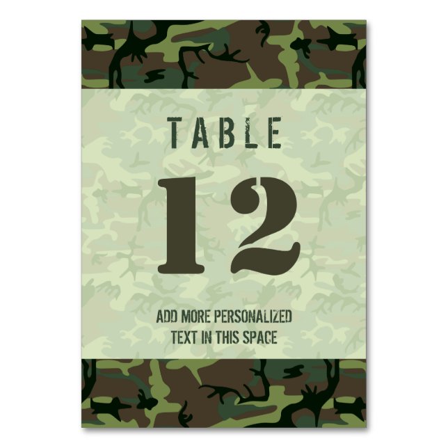 Camouflage Green Brown Camouflage Muster Personali Tischnummer (Vorderseite)