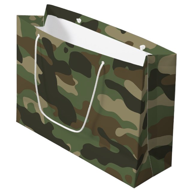 Camouflage Green Camouflage Army Pattern Große Geschenktüte (Vorderseite Schrägansicht)