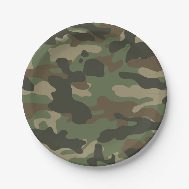 Camouflage Green Camouflage Army Pattern Pappteller (Vorderseite)