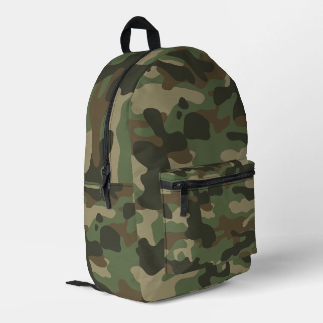 Camouflage Green Camouflage Army Pattern School Bedruckter Rucksack (Rückseitige Ecke links)