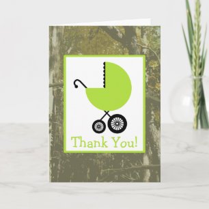 Camouflage & Green Carriage Baby Dusche Vielen Dan Dankeskarte