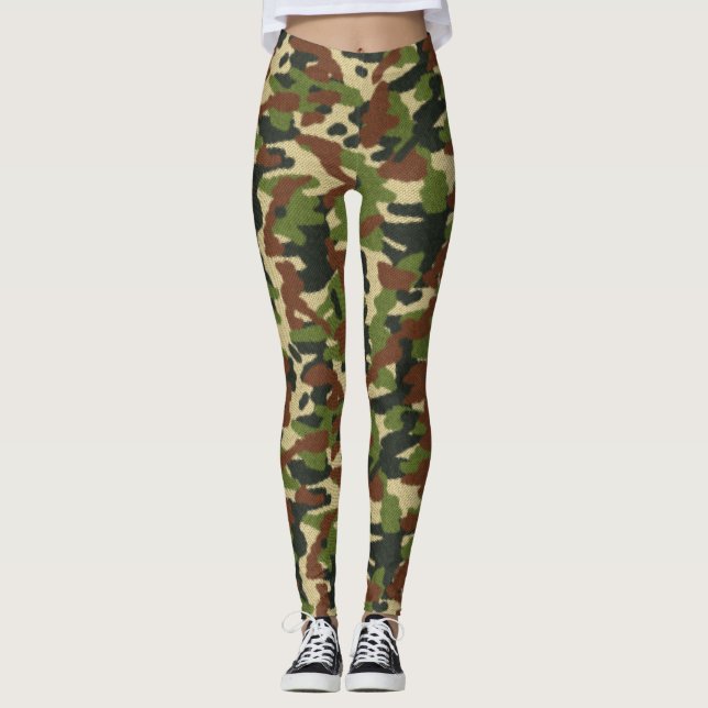 Camouflage Green und Brown Leggings (Vorderseite)