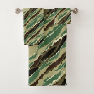 Camouflage Hakki gepunktet gestreiftes Muster Badhandtuch Set