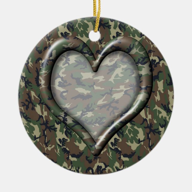 Camouflage Heart Keramik Ornament (Vorne)
