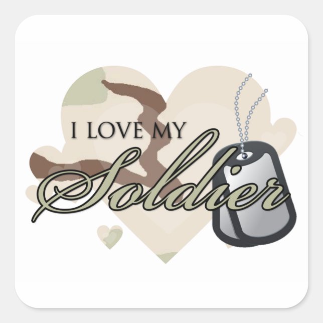 Camouflage Heart Quadratischer Aufkleber (Vorderseite)