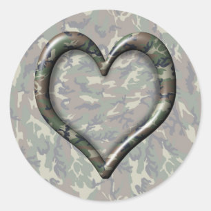Camouflage Heart Runder Aufkleber