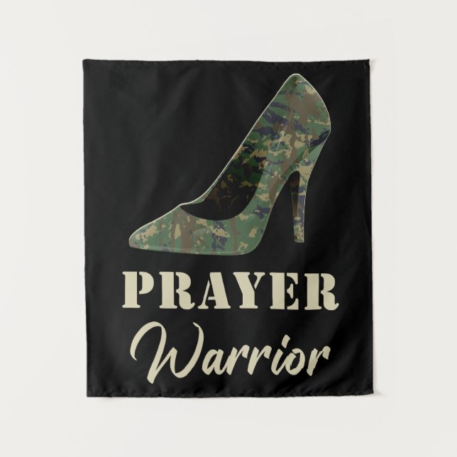 Camouflage Heels Gebet Krieger Glaube Christlich Wandteppich (Vorderseite)