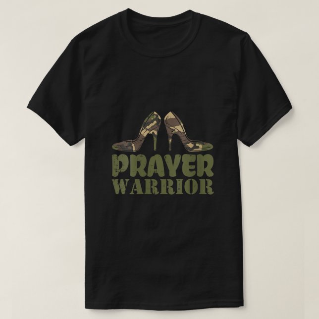 Camouflage Heels Gebet Krieger Glaube Gott Jesus C T-Shirt (Design vorne)