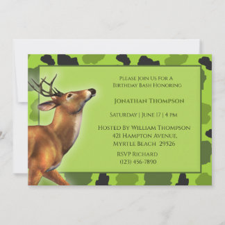 Camouflage Hirsch Einladung zum Geburtstag
