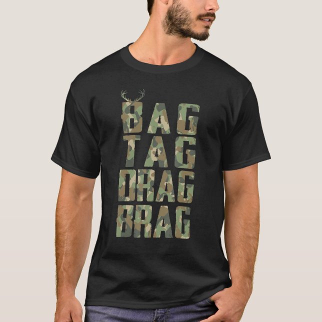 Camouflage Hirsch Jagd-Shirt Beutel Drag Brag Männ T-Shirt (Vorderseite)