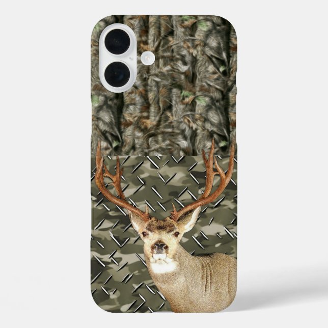 Camouflage Hirsche Jagdenname Männer Sportbuck iPhone 16 Plus Hülle (Rückseite)