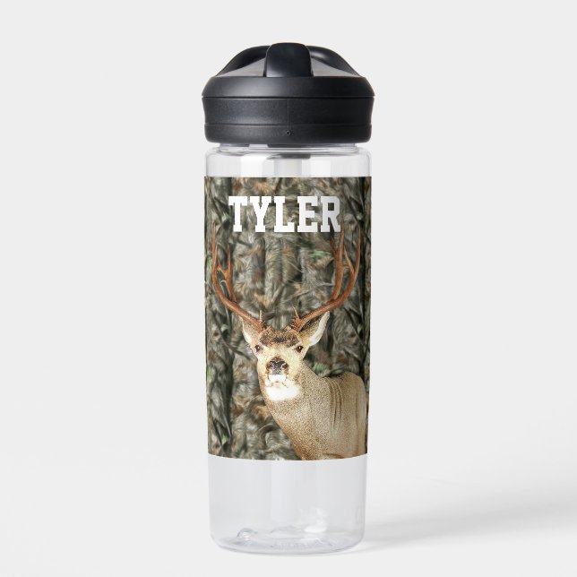Camouflage Hirsche Jagdenname Männer Sportbuck Trinkflasche (Vorderseite)