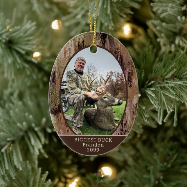 Camouflage Hunting 2 Photos Personalized Keramik Ornament (Baum)