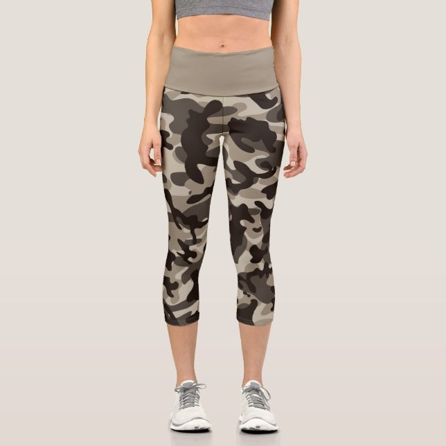 Camouflage im nahen Viertel Capri Leggings (Vorderseite)