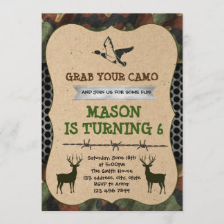 Camouflage Jagd Party Einladung