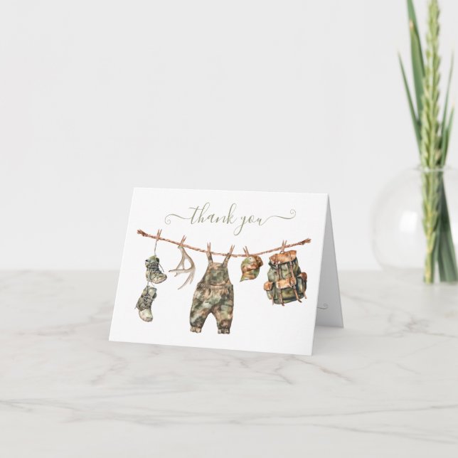Camouflage Jagen Kinderdusche Vielen Dank Hinweis Dankeskarte (Vorderseite)