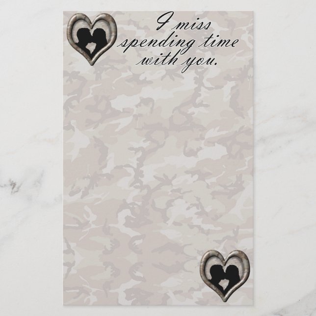 Camouflage Kissing Couple Vermisst Sie Briefpapier (Vorderseite)