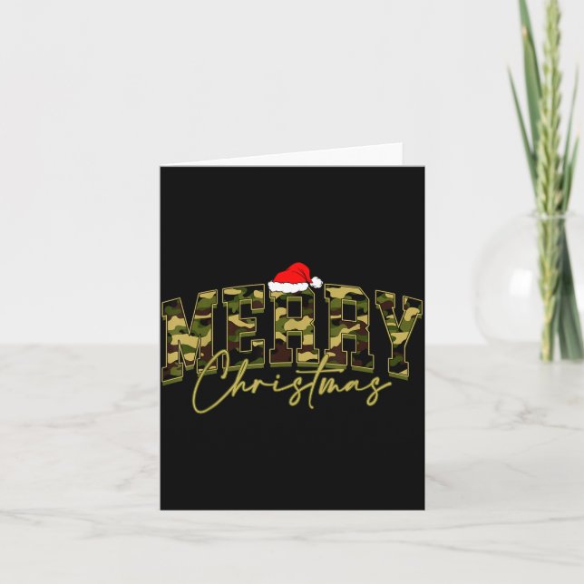 Camouflage Merry Christmas Santa Hat Xmas Pajamas  Karte (Vorderseite)