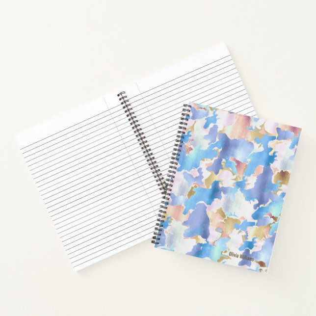 Camouflage Metallic Pink Blue Gold Abstrakt Notizbuch (Innenseite)