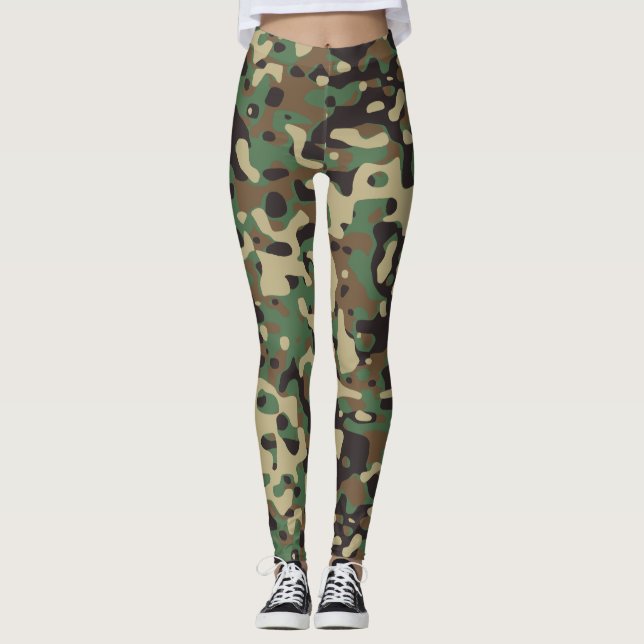 Camouflage Militär Army Green Pattern Leggings (Vorderseite)