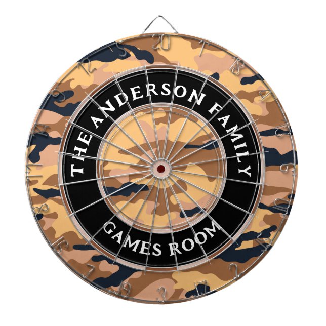Camouflage Militär Jäger Familienname Games Room Dartscheibe (vorne)