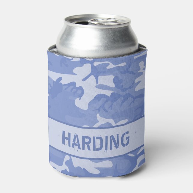 Camouflage Mit Monogramm Blue Can Cooler Dosenkühler (Kanne Vorderseite)