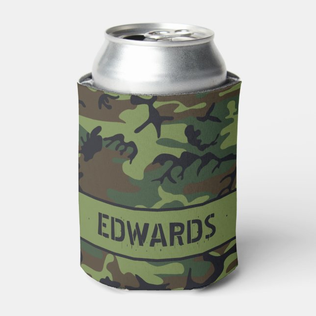 Camouflage Mit Monogramm Can Cooler Dosenkühler (Kanne Vorderseite)