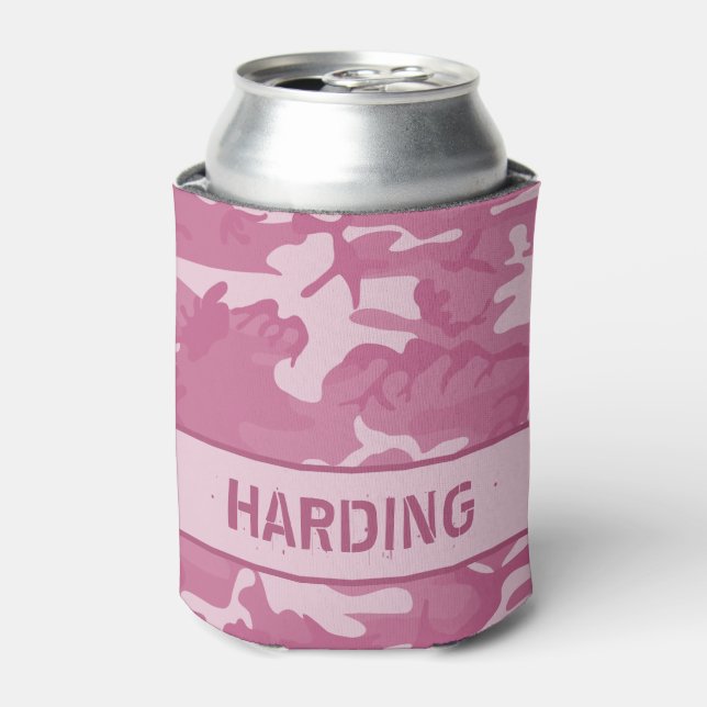 Camouflage Mit Monogramm rosa Dose Cooler Dosenkühler (Kanne Vorderseite)