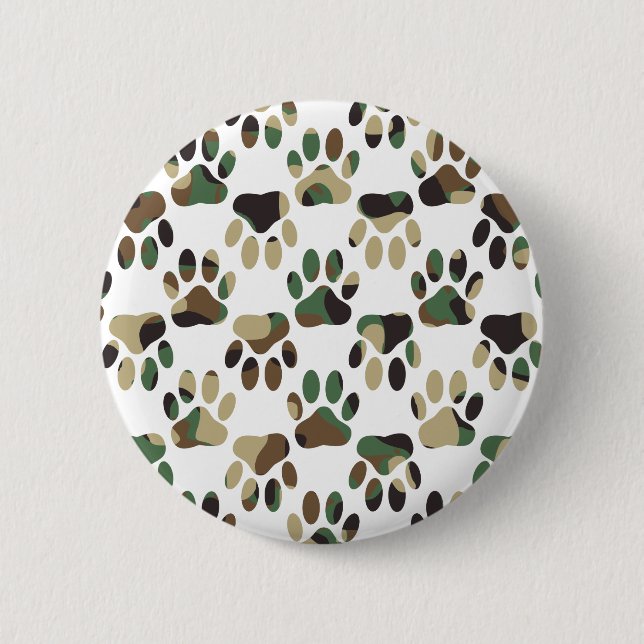 Camouflage Muster Dog Paw Print Button (Vorderseite)