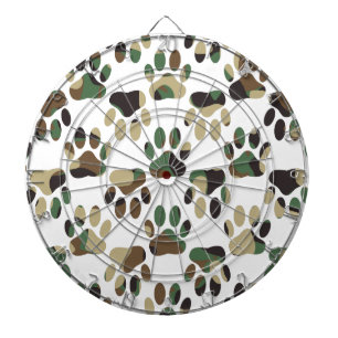 Camouflage Muster Dog Paw Print Dartscheibe