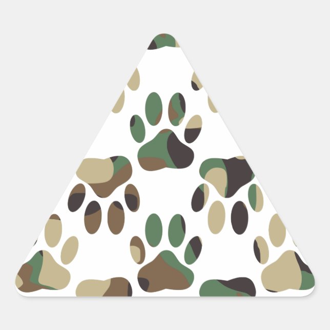Camouflage Muster Dog Paw Print Dreieckiger Aufkleber (Vorderseite)