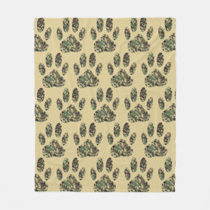 Camouflage Muster Dog Paw Print Fleecedecke