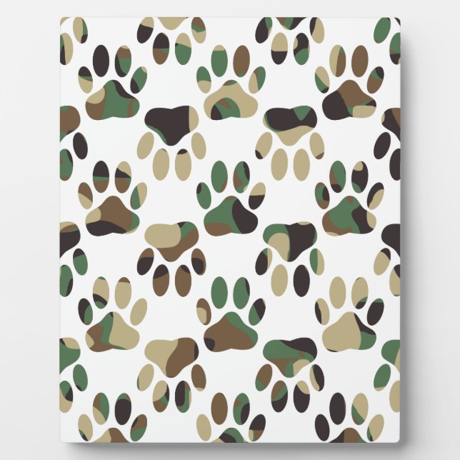 Camouflage Muster Dog Paw Print Fotoplatte (Vorderseite)