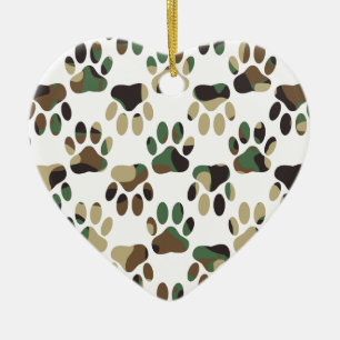 Camouflage Muster Dog Paw Print Keramikornament