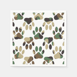 Camouflage Muster Dog Paw Print Serviette