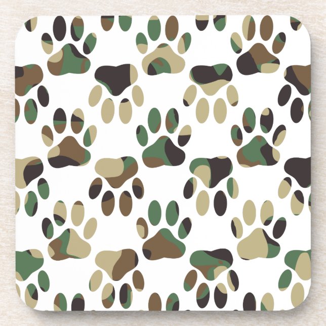 Camouflage Muster Dog Paw Print Untersetzer (Vorderseite)