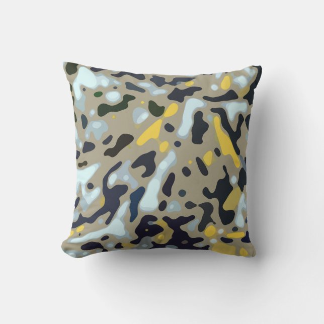 Camouflage-Muster - Gelb-Weiß-Schwarz Kissen (Vorderseite)