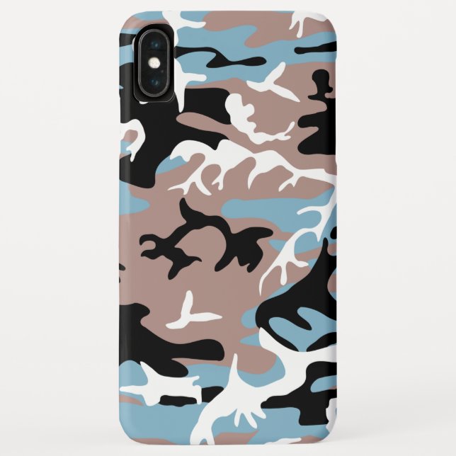 Camouflage Muster - Graues, blaues Schwarz Case-Mate iPhone Hülle (Rückseite)