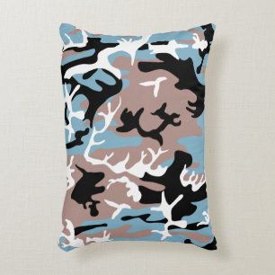 Camouflage Muster - Graues, blaues Schwarz Dekokissen