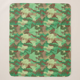 Camouflage Muster, grün, braun und tan Sherpadecke