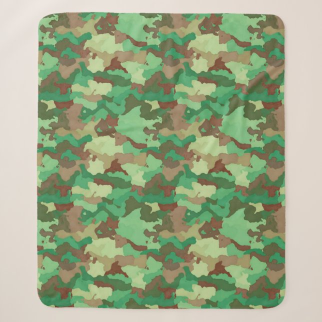 Camouflage Muster, grün, braun und tan Sherpadecke (Vorderseite)