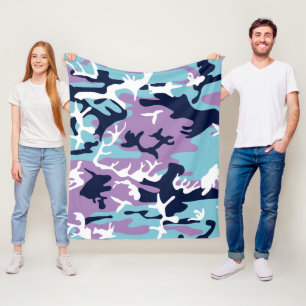 Camouflage Muster - Lila blaues Navy Fleecedecke