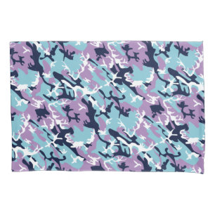 Camouflage Muster - Lila blaues Navy Kissenbezug