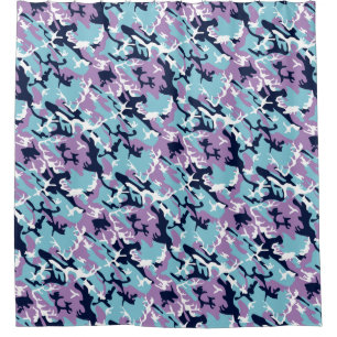 Camouflage Muster - Lila Navy Blue White Duschvorhang